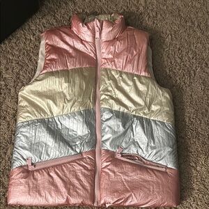 Tucker + Tate Pink and Cream Quilted Vest with Metallic Finish